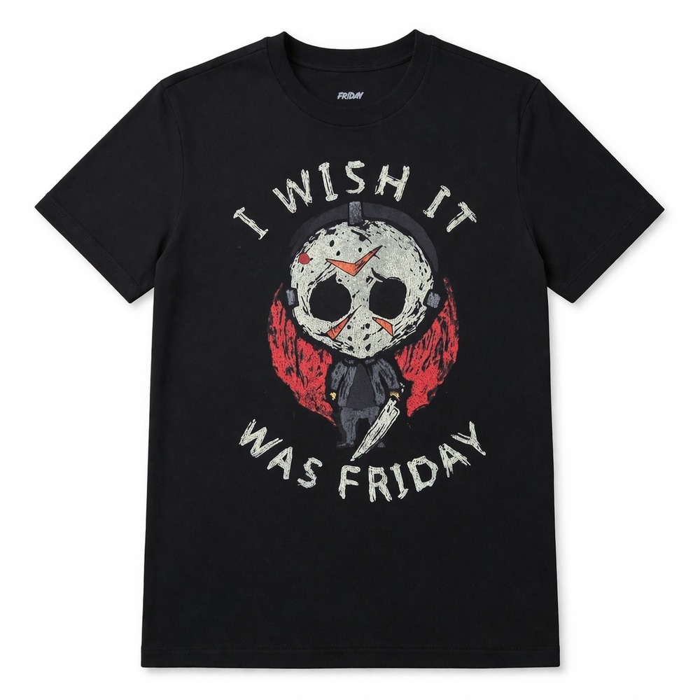 Mens Large Friday the 13th T-Shirt Jason Graphic Horror Black Tee Adult L